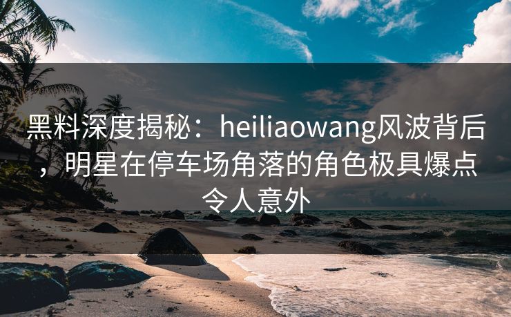 黑料深度揭秘：heiliaowang风波背后，明星在停车场角落的角色极具爆点令人意外