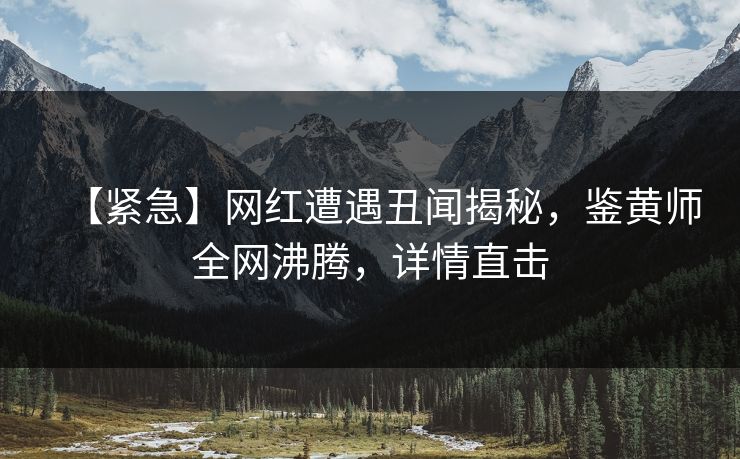 【紧急】网红遭遇丑闻揭秘，鉴黄师全网沸腾，详情直击