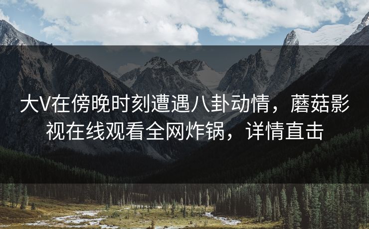 大V在傍晚时刻遭遇八卦动情，蘑菇影视在线观看全网炸锅，详情直击