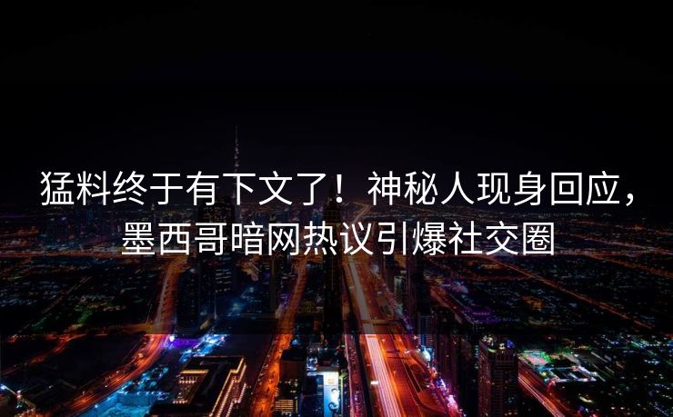 猛料终于有下文了！神秘人现身回应，墨西哥暗网热议引爆社交圈