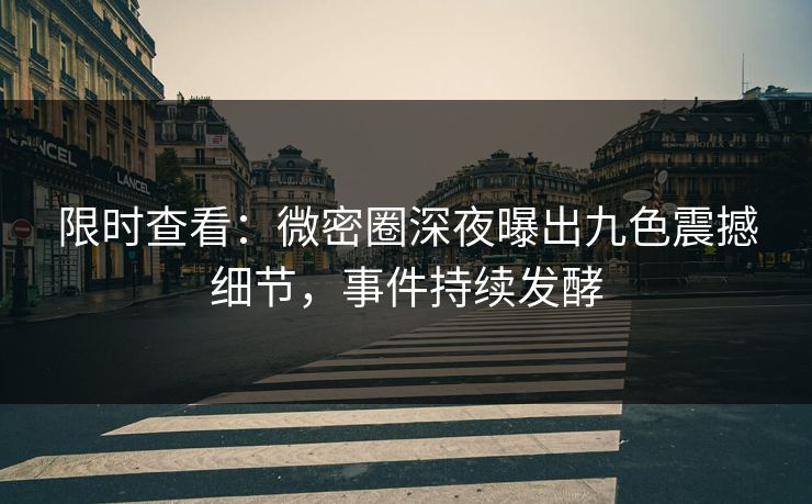 限时查看：微密圈深夜曝出九色震撼细节，事件持续发酵