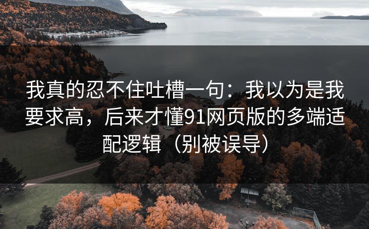 我真的忍不住吐槽一句：我以为是我要求高，后来才懂91网页版的多端适配逻辑（别被误导）